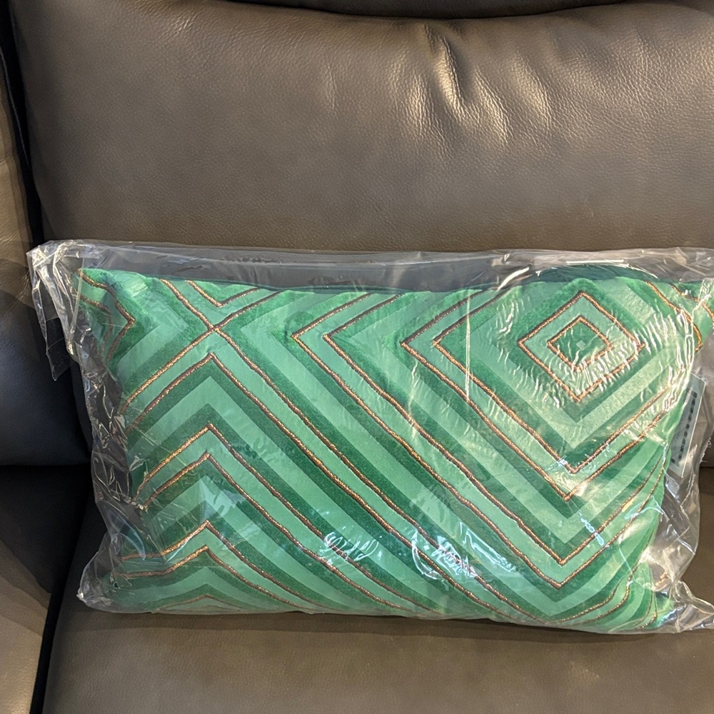 Retired MacKenzie-Childs Green and Goldish Accent Pillow